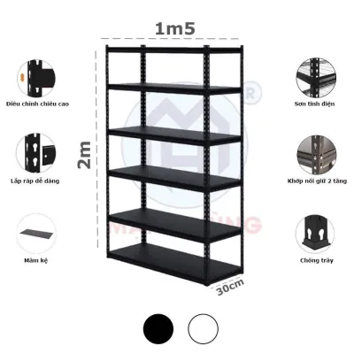 Kệ Gài Sắt V Lỗ Đa Năng R300xD800 - Trắng Đen