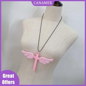 CANAMEK✨ Cross Angel Wings Necklace  Christ Pendant Choker Retro Jewelry Style Natural Wood Amulet