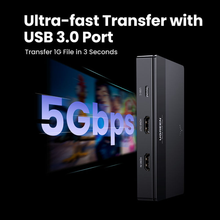 UGREEN%20Video%20Capture%20Card%20Live%20Broadcast%20HDMI%20HD%204K%20Audio%20Recording%20Box%20Screen%20Recorder%20USB3.0%20Camera%20SLR%20Live%20Streaming%20Device%20for%20Computer/Mobile%20Phone%20Model:15390%20-%20Image%203