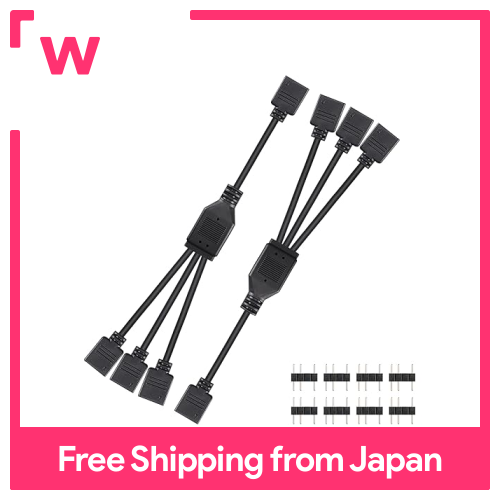 YINETTECH 2PCS ARGB Splitter Cable 5V 3 Pin Addressable RGB 1 To 4 Connector With 10PCS Male Pins For Computer Chassis Cpu Cooler And 5v Argb Fan 29 8cm Length