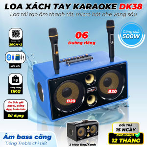 [ Tặng Micro ] Loa Karaoke Xách Tay DK38 – 6 Đường Tiếng Công Suất 500W Bluetooth/USB/AUX Phù hợp gia đình dã ngoại  Bảo Hành 12 Tháng