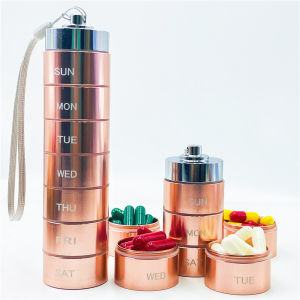 Tổ chức viên kim loại hàng tuần Hộp viên du lịch không thấm nước có thể xếp chồng nhau Hộp viên hợp kim nhôm lớn BPA miễn phí 7 ngày tổ chức y học hàng ngày cho vitamin Hộp viên thuốc hàng tuần