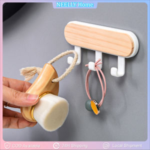 1Pc Self Adhesive Door Wall Hangers Hooks ABS Wood Hat Racks Key Hanger Kitchen Bathroom Home Wall Organizer Ornaments
