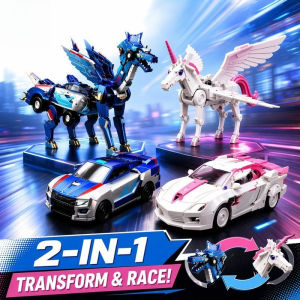 2 In 1 Transformer Car Toy Unicorn Transforming Robot Car Dinosaur Toys for Kids Cars Gift
