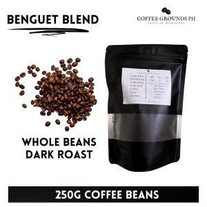 Coffee Beans - Benguet Blend Dark Roast 250g | Organic Coffee in Resealable Pouch | Dark Blend Bold and Fruity