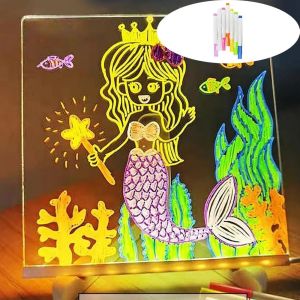 HXPUZM Có thể xóa được Bảng viết LED nhiều màu sắc Đèn ngủ Acrylic Bảng tin Bảng ghi chú LED Có thể ghi lại Bảng vẽ cho trẻ em Tự làm
