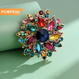 【PCWFKef】 1pcs sáng tạo Tinh thể thủy tinh pins Stylish rhinestone hoa trâm cài cho phụ nữ tổ chức sự kiện vui sang trọng quà tặng năm mới bạn bè trang trí