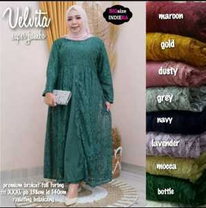 PROMO COD Velvita Dress Jumbo Premium Brokat Full Furing Perempuan Dewasa Ti Amo Fashion store