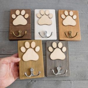 MAYNN Wooden Dog Paw Wall Hook Personalized Handmade Dog Lead Holder Unique Durable Paw Print Hanger Home Organization