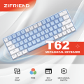 [Shipped within 1 day] ZIFRIEND T62 Mechanical Keyboard 63 键 Type-C 有线 Keyboard 63 键 Hot Swap RGB Backlight. 