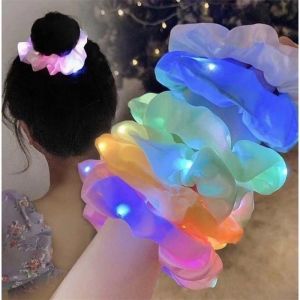 Hot Korean Style LED Shiny with LED Lights Silk Hair Rope Stylish Hair Ties Ribbons Hair Accessories