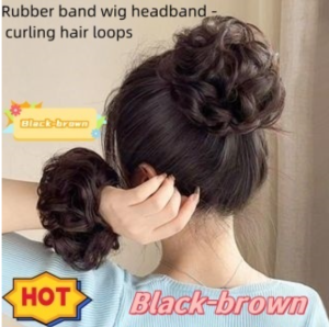 Good luck befalls! Fluffy ball-headed wigs rubber ropes elastic curly hair headgear