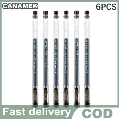 CANAMEK ปากกาเจลหัวเพชรหัวหมึกขนาดใหญ่6ชิ้น เซ็ต0.38มม. สีดำ น้ำเงิน แดงอุปกรณ์สำหรับเขียนข้อสอบอุปกรณ์สำนักงาน