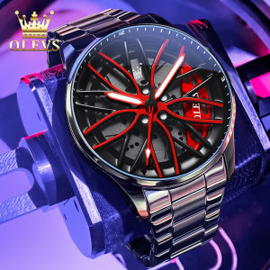 【resmi autentik】OLEVS jam tangan pria terbaru dewasa 2024 otomatis bercahaya hollow dial jam tangan cwo anti air keren