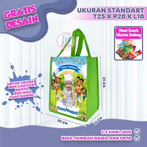 (55 Pcs) TAS ULTAH CUSTOM PALING MURAH / GOODIE BAG CUSTOM TERMURAH / Tas Souvenir ultah goodie bag ulang tahun murah tas muat snack ultah gratis nama dan fototas ulang tahun anak Goodie bag ulang tahun anak muat snacck tas ultah free desain