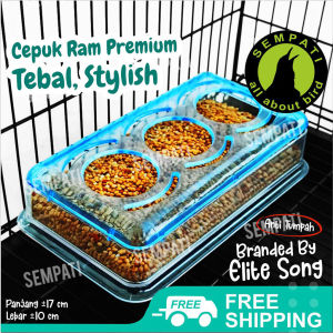 SEMPATI Cepuk Ram Wadah Pakan Burung Anti Tumpah Cepuk Ram Plus Tutup 3 Lubang Tempat Voer Pur Milet Millet Makanan Burung Lovebird Murai Kacer Kenari Cepuk Ram Elite Song