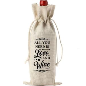 Friendly Linen Wine Bag for New Teacher Gift Fashion Storage Bags for Friend and Colleague on Special Occasion