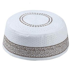 Mens Muslim Prayer Kufi Hat Vintage Embroidery Mixed Polyester Cotton Islamic Arab Jewish India Headwear Bonnet Cap
