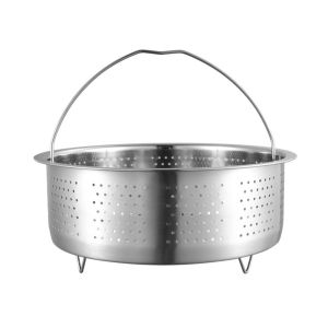 ZYJC MALL 304 Stainless Steel Steamer Basket Fine Mesh Silver Steaming Rack Fruit Cleaning Basket With Handle and Stand Rices Washing Drain Basket Rice Cooker