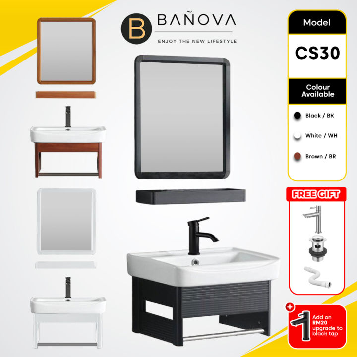 BANOVA Aluminum Bathroom Cabinet Basin Set Ceramic Basin with Mirror ...