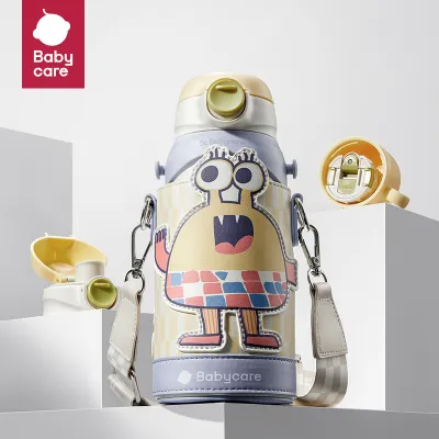 Bc Babycare 3-in-1 600ml/20.28Oz Baby Vacuum cup Straw Cup Stainless Steel Vacuum Insulated Kids Straw Bottle Kindergarten Kid Bottle For Water Mug Cute Vacuum Flask Child Tumbler Baby Child Cups Cartoon Bottle 600ml/20.28Oz