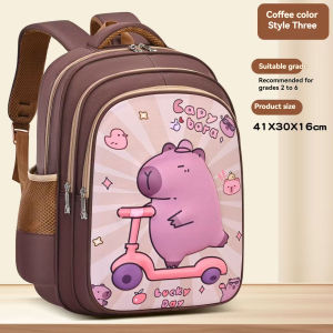 Fashion capybara cartoon Kids School Bag Waterproof multi-compartment Childrens school Backpack Spine Protection Primary School student Backpack for Grades 1-6