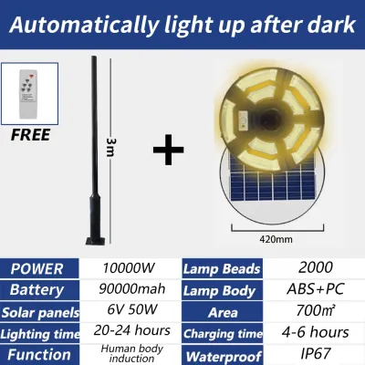 【10 Years Warranty】NEW UFO Solar light outdoor lighting 8000W solar Spotlight LED Light Waterproof IP67 Ultra-bright high-power solar