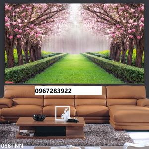 Gạch tranh 3D hoa đào phong thủy