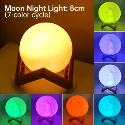 3D Print 8cm/15cm Moon Lamp Touch Switch Night Light