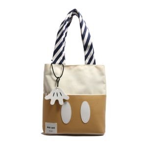 HOTOMI Kawaii  Shoulder Bag Soft with Pendant Cartoon Canvas Handbag Storage Bag Cloth Large Capacity Bag Women
