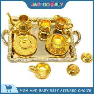 JiaShuo Baby Toy 10Pcs 1: 12 Dollhouse Furniture Miniature Dining Ware Metal Tea Cup Plate Set