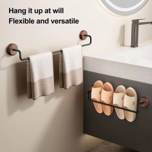 BEBA Anti-Rust Wall Mounted Towel Holder Modern Style Simple Installation Single Bar Storage Holder Storage Holder Single Bar Bathroom Towel Hanger Bathroom Storage