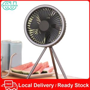 [Local Delivery] Hanging Camping Ceiling Fan with LED Light Tripod W/ Timer Function for Outdoor Tents Canopy RV
