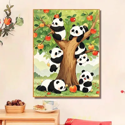 2026 New Diamond Painting National Treasure Cartoon Panda 5D DIY Children Educational Diamond Sticker Art Craft Gift for Kids