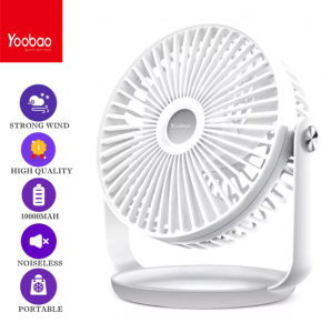 Original YOOBAO F2-Pro 10000mAh Rechargeable Desktop Mini Fan Type-C Charging 130° Up & Down Adjustable