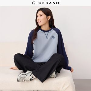 Giordano Women 100% cotton embroidery raglan sleeve sweatshirt Free Shipping 05326809