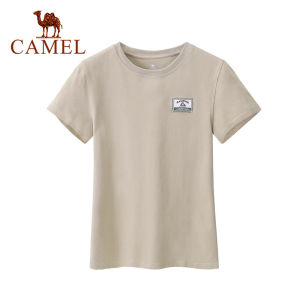 Camel Womens Round Neck T-Shirt Summer Cotton T Breathable Short Sleeve Casual Sports Slim Top