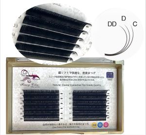 PRAECLARUS  Rex Rabbit Fibroin Fiber Individual Round Eyelash Black Thickness 0.05mm Curl C D DD handy blooming Eyelashes extension Natural Soft