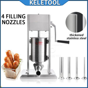 Manual Sausage Stuffer 5L/11LB Stainless Steel Meat Filling Machine with 16/22/32/38mm Nozzles