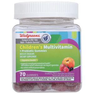 Kẹo dẻo Walgreens Childrens Multivitamin + Probiotic Gummies 70 Gummies bổ sung đa vitamin và lợi khuẩn cho trẻ em của Mỹ