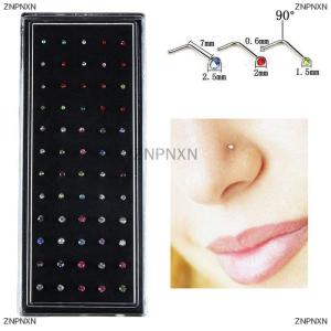 [COD] ZNPNXN 60PCS Set Stainless Steel CZ L Shape Nose Ring Body Stud