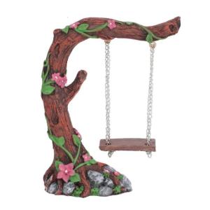 Flower Tree Swing Ornament Handcrafted Resin Miniature Figurine For Indoor Outdoor Home Garden Landscape Party Display