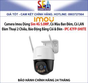 Camera Imou Dùng Sim 4G 5.0MP Có Màu Ban Đêm Có LAN Đàm Thoại 2 Chiều Báo Động Bằng Còi & Đèn - IPC-K7FP-5H0TE
