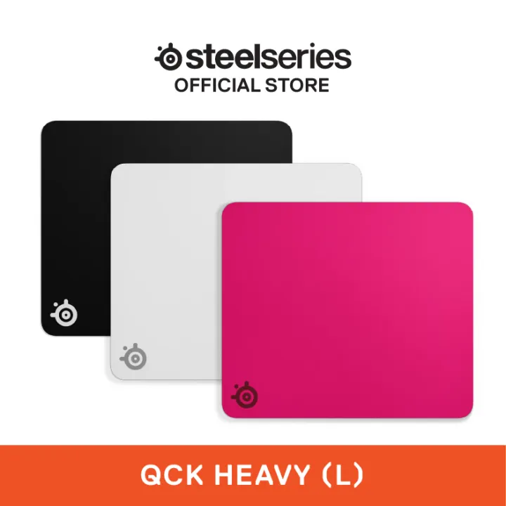 SteelSeries QcK Heavy Large Gaming Micro-Woven Mouse Pad (450mm x 400mm x 6mm) Black/White/Magenta