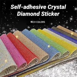 12x20cm Self Adhesive Shiny Rhinestone Sticker Sheet Trim Glitter Tape DIY Decoration  Arts Crafts DIY Car Phone Decoration