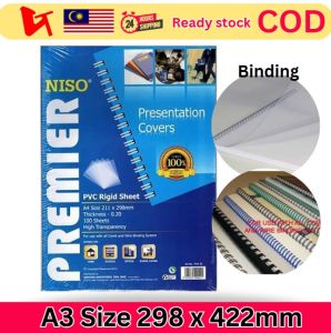 100pcs A3 Niso Premium Transparent Binding Plastic Cover | PVC Rigid Sheet | Project Plastic Cover