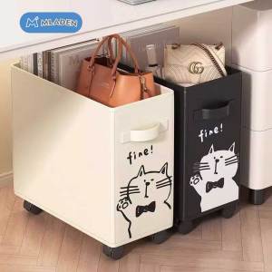 MLADEN Office Corner Shelf Foldable Under Desk Organizer Storage Basket with Wheels Home Storage 置物架