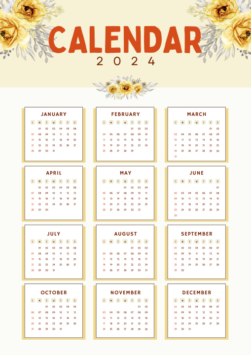 2024 Cute Floral Calendar design A4 size | Lazada PH