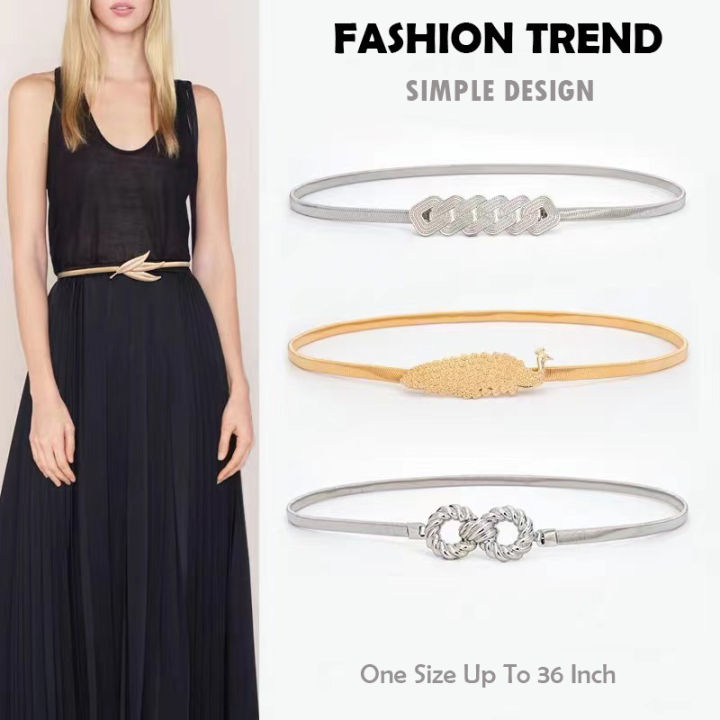 FASHION WOMEN METAL BELT CLASP FRONT STRETCH SPRING WAIST STRAP