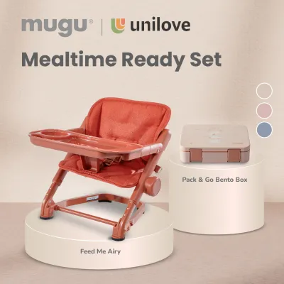 mugu X Unilove Feed Me Mealtime Ready Set On The Go Kursi Makan Anak Bundling Kotak Makan Bento